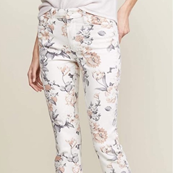 {PAIGE} Colette Crop Floral Jeans w Raw Edge Hem - Picture 5 of 13